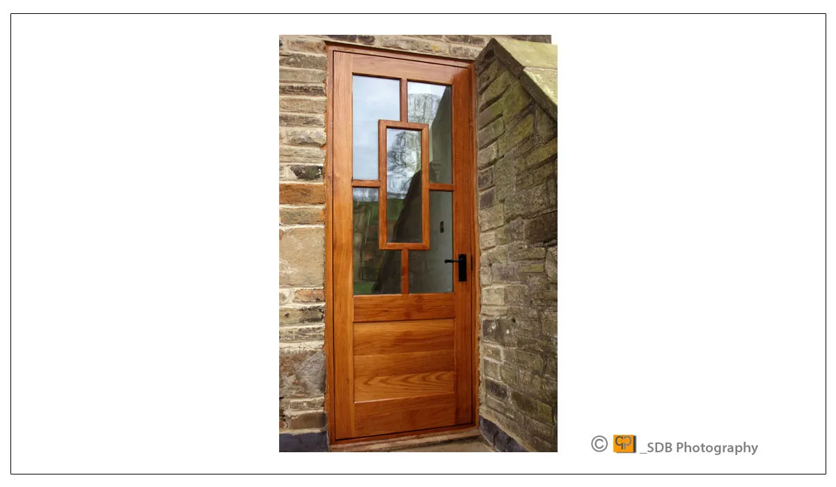 A Japanese styled English oak door exterior by SDB Designs